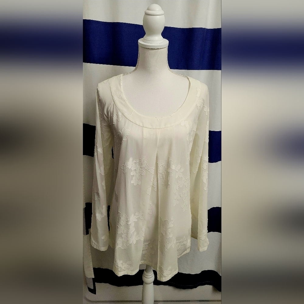 NWT Tommy Bahama Cream Floral Tunic Blouse | Size Small